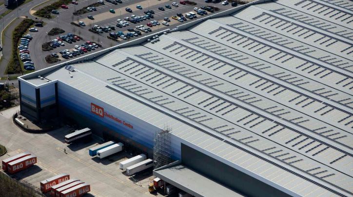 Solar is being used on commercial buildings such as distribution and shopping centres. Image: B&Q.