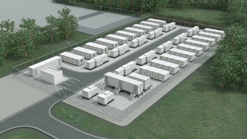 A computer generated image of EDF's proposed Braintree BESS. Image: EDF Renewables.