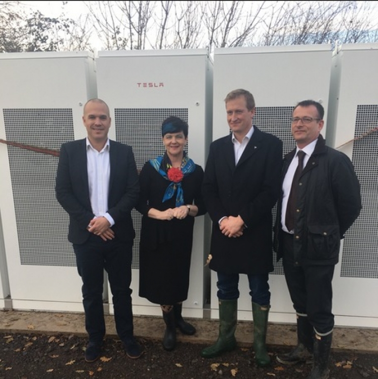 The UK's first Tesla Powerpack was officially unveiled recently. Image: Image: Baroness Neville-Rolfe via Twitter.