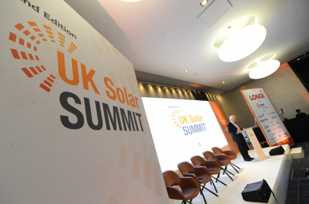 Graham Stuart MP opens UK Solar Summit 2023. Image: Solar Media (Gareth Davies).