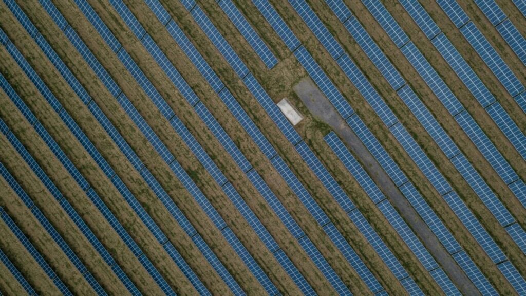 solar panels from above in a line