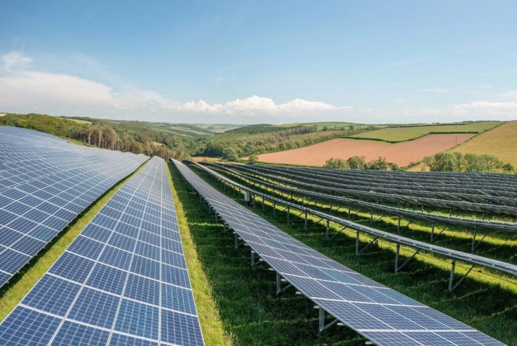 solar panels in a field