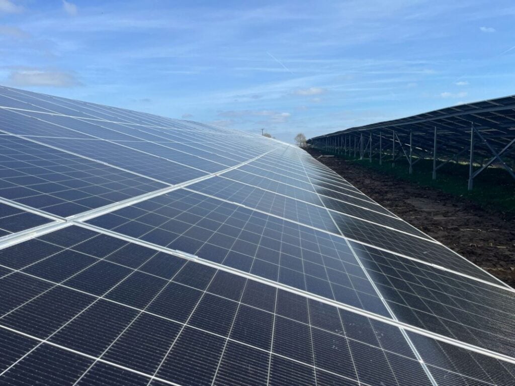 solar panels from a close up side view