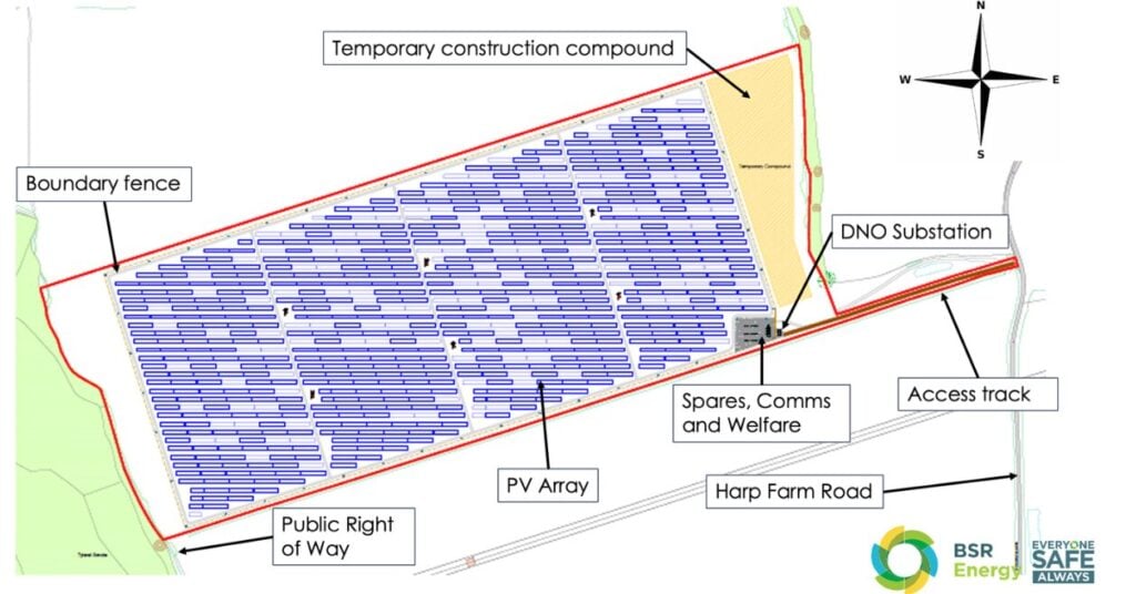 A drawn map of a proposed solar park.