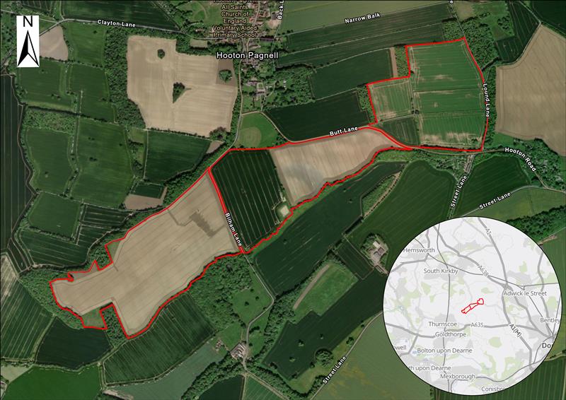 An overhead map of the proposed location of the Hooton Pagnell project.