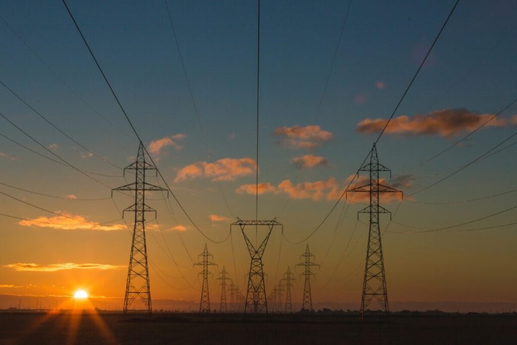 pylons at sunset