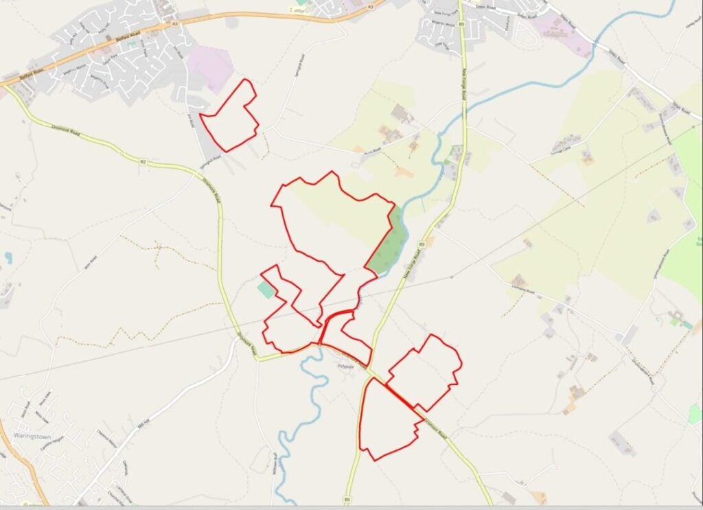 a map outlining the site of the now-approved Magheralin Solar Farm