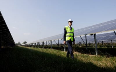 Energy Secretary Ed Miliband visits Tiln Farm Solar Park. Image: Lauren Hurley / DESNZ via Flickr.