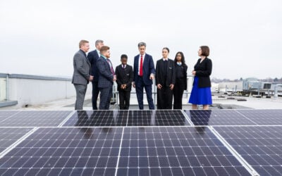 Ed Miliband and secretary of state for education Bridget Phillipson visit a school in Sheffield to view their solar panels. Image: Zara Farrar / DESNZ.