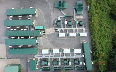 Aerial view of several BESS.