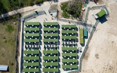 A battery energy storage system, photographed from above
