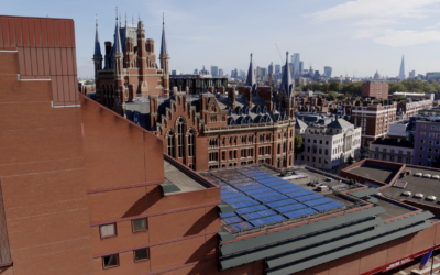 Virtu technology has integrated mounting and is self-ballasting leaving no need for roof penetration. Image: Naked Energy.