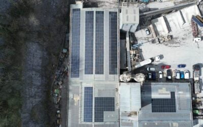 rooftop solar panels from a top down view