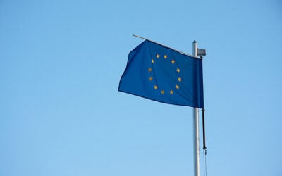 Worn out European Union blue flag