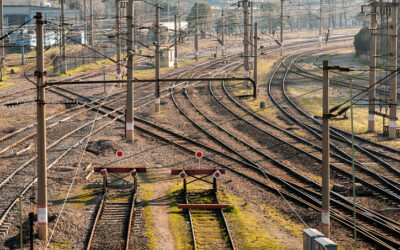 Railway area with rails and wires