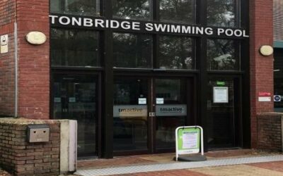 Tonbridge Swimming Pool entrance at Tonbridge Leisure Centre, Kent.
