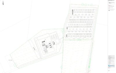 A site layout of the BESS project, showing the BESS containers on the right, connecting to the substation on the left. Image: Windel Energy.