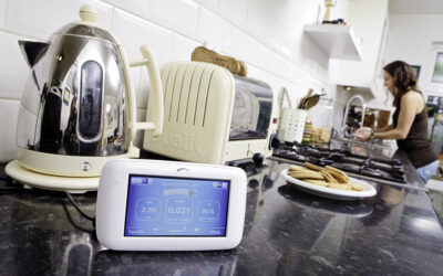 British Gas' energy monitor, the "Pebble" in domestic settings