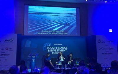 L-R: Sonia Dunlop, Oliver Marqurodt, and Mariya Merdzhanova at Solar Finance and Investment Europe 2025.