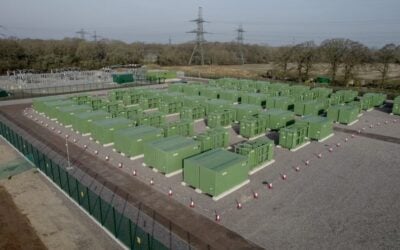 an overhead view of a large BESS development.