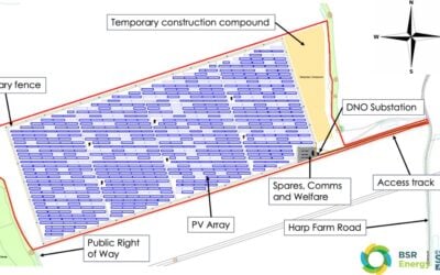 A drawn map of a proposed solar park.