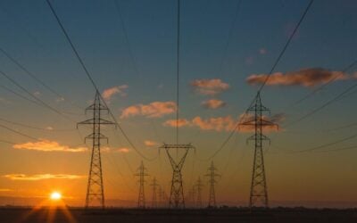 pylons at sunset