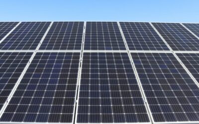 close up of solar panels angled away from camera