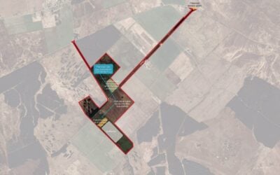 An overhead image of the Rigifa land indicating where the potential BESS project will go