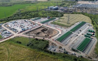 A BESS development under construction viewed from above